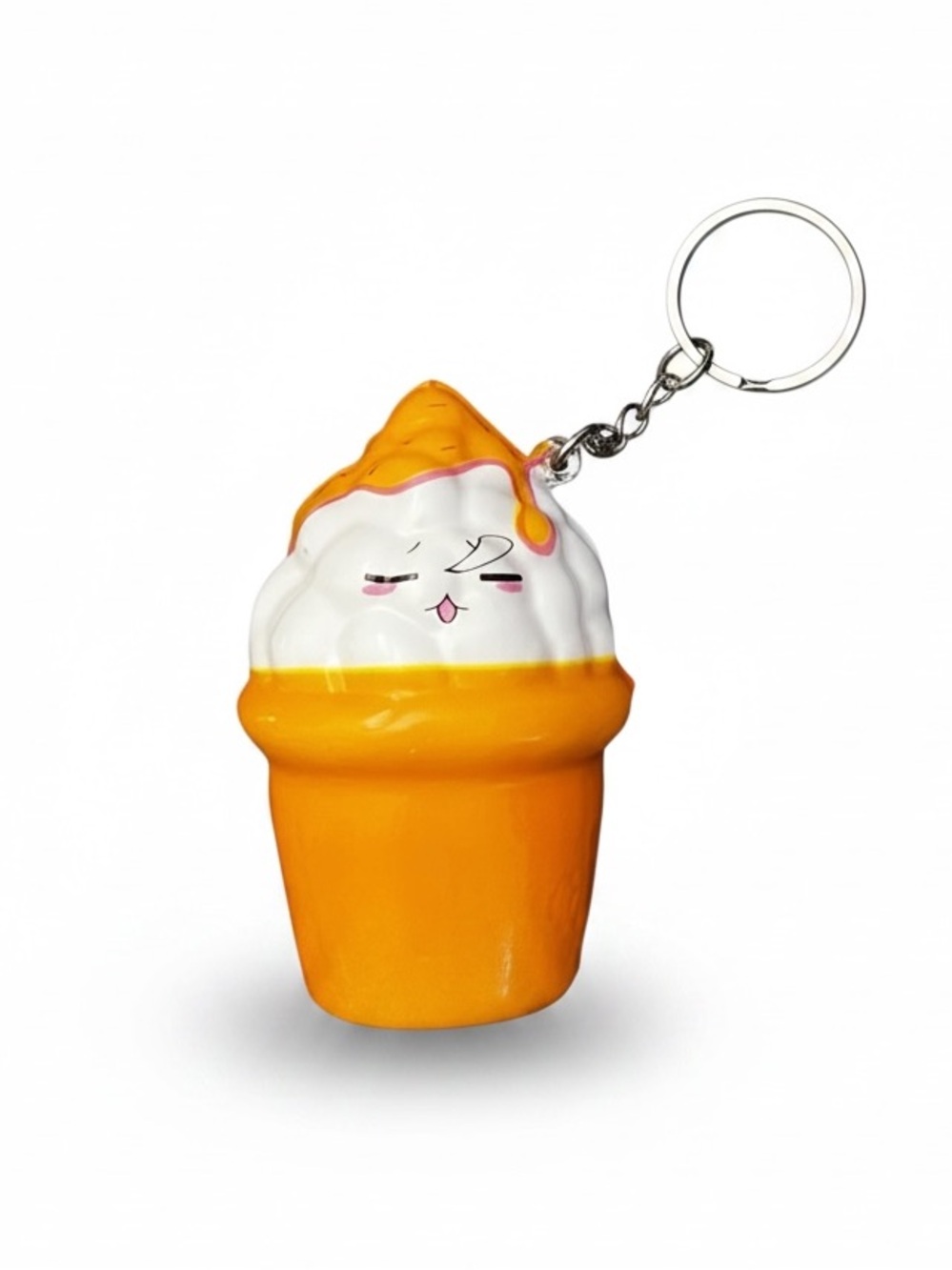 Vanilla Ice Cream Cone Sundae Squishy Toy Best Seller Stress Relief Keychain